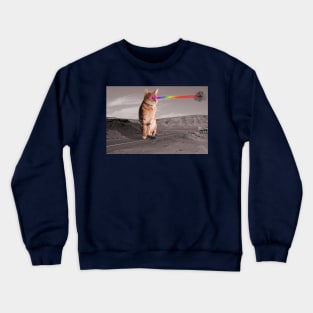 Space Cat vs Flying Saucer at the Desert Diner Crewneck Sweatshirt